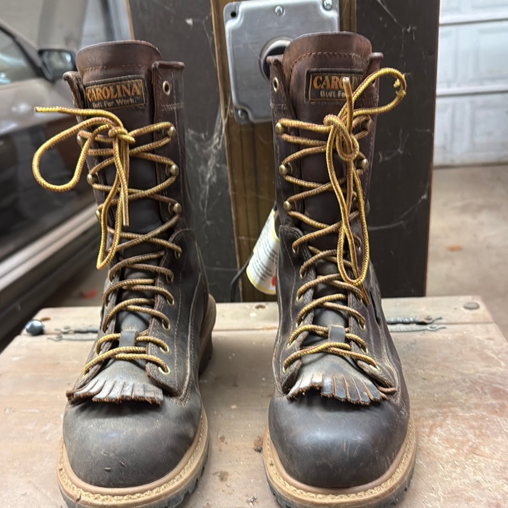Brown Leather Logger Boots